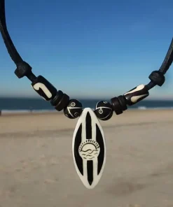 Surferkette Surfbrett Mancora Lederkette - Ideal für Damen und Herren , Sommer Strand Surfer Anhänger