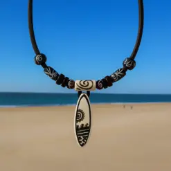 Surferkette Sylter Surfbrett Lederkette ideal für Damen und Herren 100% Salzwasserfest.