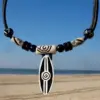 Unisex Surferkette Surfbrett Anhänger aus doppelt Leder für Damen und Herren. ideal für Strand zu tragen.